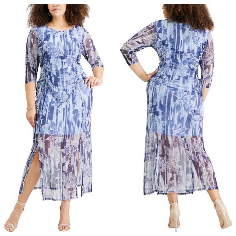 🆕 NY Collection ruched maxi dress Sz 1X A16